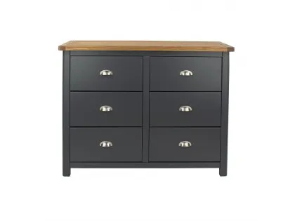 Core Dunkeld Midnight Blue and Oak 3+3 Dr Wide Chest of Drawers