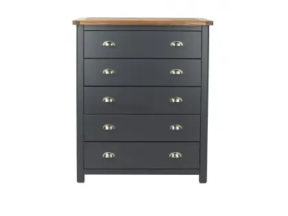 Core Dunkeld Midnight Blue and Oak 5 Drawer Chest of Drawers