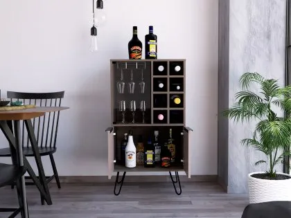 Core Nevada Smoked Oak and Grey Oak Effect 2 Door Wine Cabinet