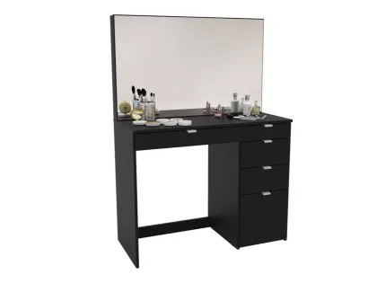 Birlea Ava Black 5 Drawer Dressing Table and Mirror