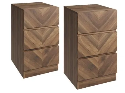GFW Catania Royal Walnut Pair of 3 Drawer Bedside Tables