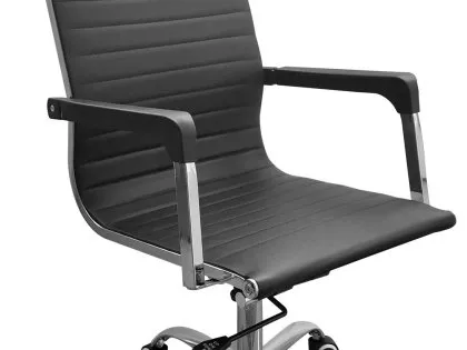 Core Loft Black Faux Leather and Chrome Office Chair