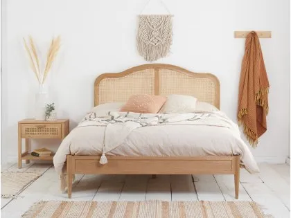 Birlea Leonie 4ft6 Double Rattan Oak Wooden Bed Frame