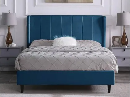 Seconique Amelia 4ft6 Double Blue Fabric Bed Frame