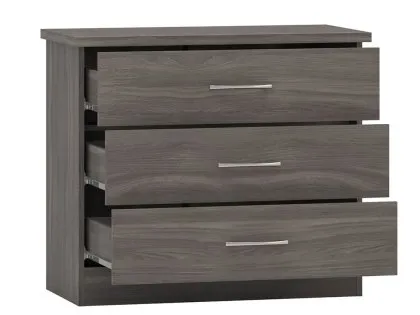 Seconique Nevada Black 3 Drawer Low Chest of Drawers