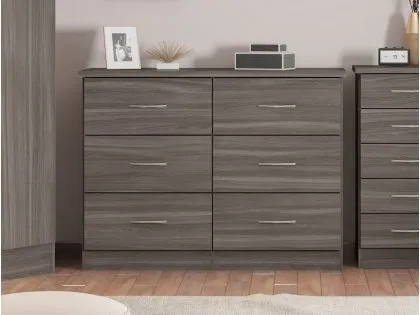 Seconique Nevada Black 3+3 Drawer Chest of Drawers