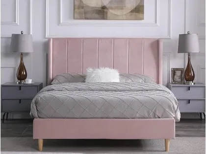 Seconique Amelia 5ft King Size Pink Fabric Bed Frame