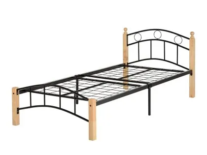 Seconique Luton 3ft Single Black and Beech Metal Bed Frame