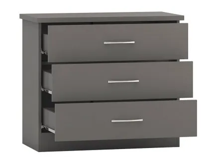 Seconique Nevada Matt Grey 3 Drawer Low Chest of Drawers