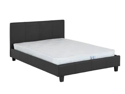 Seconique Prado 4ft Small Double Black Faux Leather Bed Frame