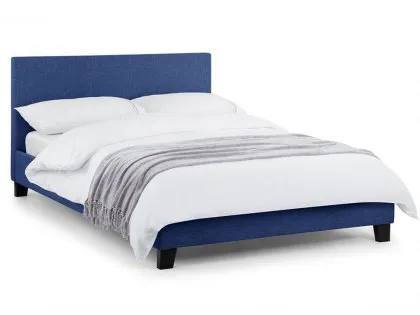 Julian Bowen Rialto 5ft King Size Dark Blue Linen Fabric Bed Frame