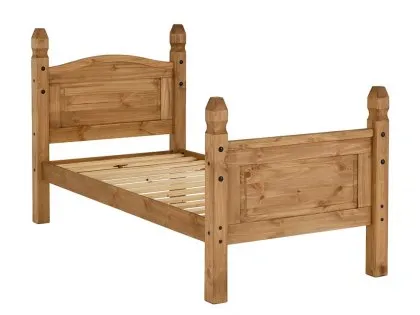 Seconique Corona 3ft Single Wax Pine Wooden Bed Frame (High Footend)