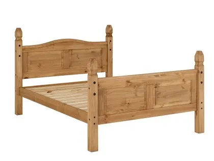 Seconique Corona 4ft6 Double Wax Pine Wooden Bed Frame (High Footend)