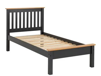 Seconique Monaco 3ft Single Grey and Oak Wooden Bed Frame (Low Footend)