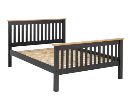 Seconique Monaco 4ft6 Double Grey and Oak Wooden Bed Frame (High Footend)