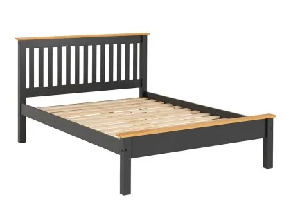 Seconique Monaco 4ft6 Double Grey and Oak Wooden Bed Frame (Low Footend)