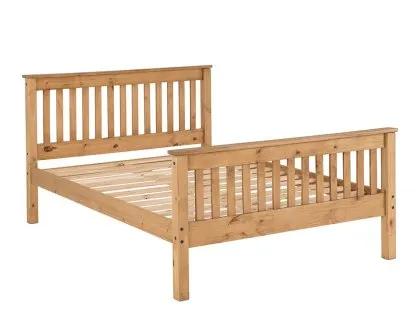Seconique Monaco 4ft6 Double Wax Pine Wooden Bed Frame (High Footened)