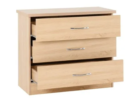 Seconique Nevada Sonoma Oak 3 Drawer Chest of Drawers
