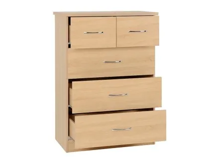 Seconique Nevada Sonoma Oak 3+2 Drawer Chest of Drawers