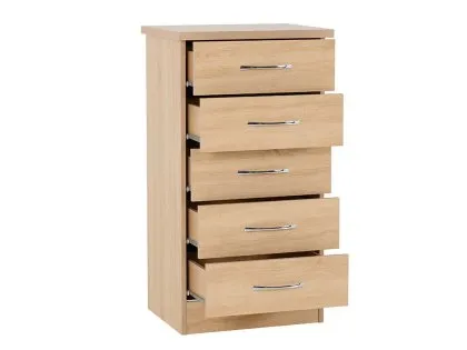 Seconique Nevada Sonoma Oak 5 Drawer Chest of Drawers