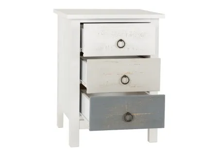 Seconique Vermont Grey and White 3 Drawer Bedside Table