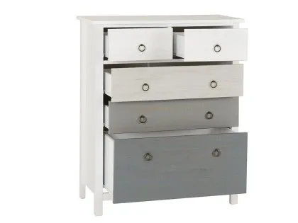 Seconique Vermont Grey and White 3+2 Drawer Chest of Drawers