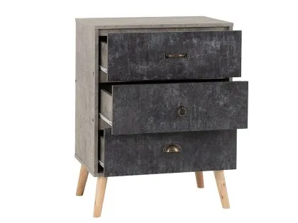 Seconique Nordic Concrete Effect 3 Drawer Chest of Drawers