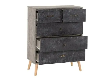 Seconique Nordic Concrete Effect 3+2 Drawer Chest of Drawers