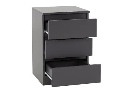 Seconique Malvern Grey Pair of 3 Drawer Bedside Cabinets