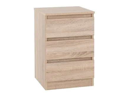 Seconique Malvern Sonoma Oak Pair of 3 Drawer Bedside Cabinets