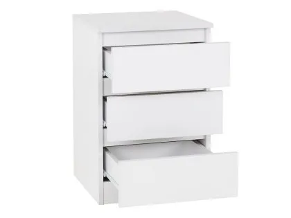 Seconique Malvern White Pair of 3 Drawer Bedside Cabinets