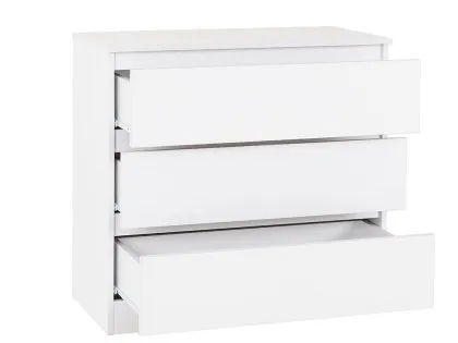 Seconique Malvern White 3 Drawer Low Chest of Drawers