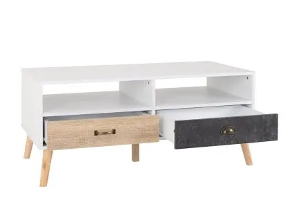 Seconique Nordic White and Oak 2 Drawer Coffee Table
