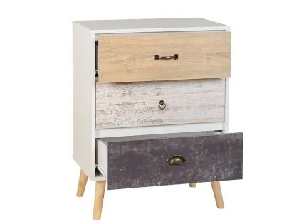 Seconique Nordic White and Oak 3 Drawer Chest of Drawers