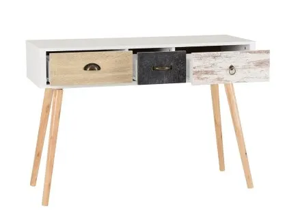 Seconique Nordic White and Oak 3 Drawer Console Table