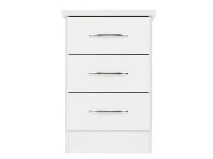 Seconique Nevada White High Gloss 3 Drawer Bedside Table