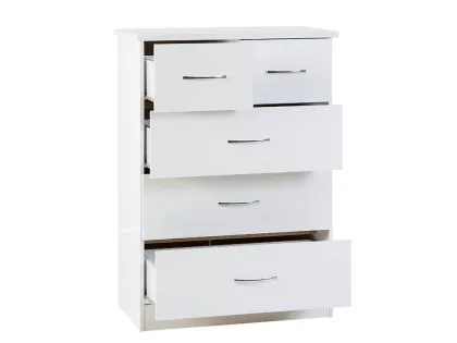 Seconique Nevada White High Gloss 3+2 Drawer Chest of Drawers
