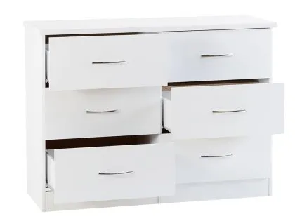Seconique Nevada White High Gloss 3+3 Drawer Chest of Drawers