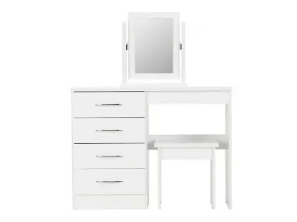Seconique Nevada White High Gloss 4 Drawer Dressing Table and Stool