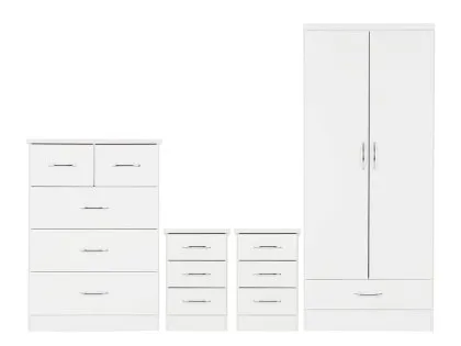 Seconique Nevada White High Gloss 4 Piece Bedroom Furniture Package