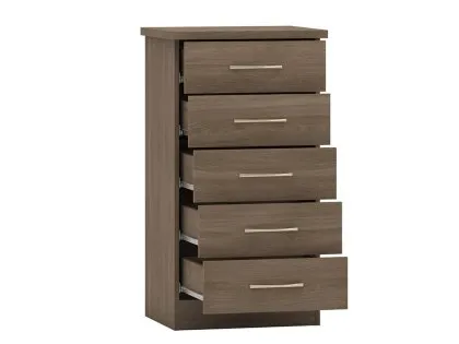 Seconique Nevada Rustic Oak 5 Drawer Chest of Drawers
