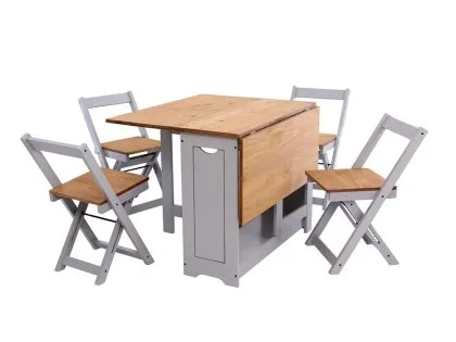 Seconique Santos Butterfly Grey and Pine Dining Table and 4 Chairs