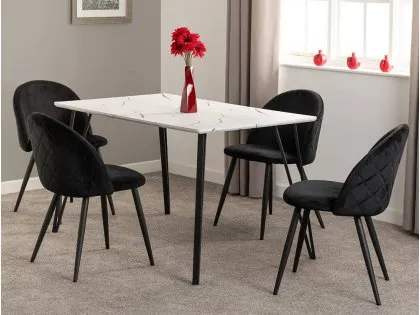 Seconique Marlow Black Velvet Set of 4 Dining Chairs