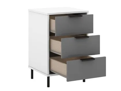 Seconique Madrid Grey Gloss and White 3 Drawer Bedside Table