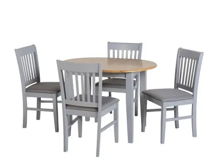 Seconique Oxford Grey and Oak Extending Dining Table and 4 Chair Set