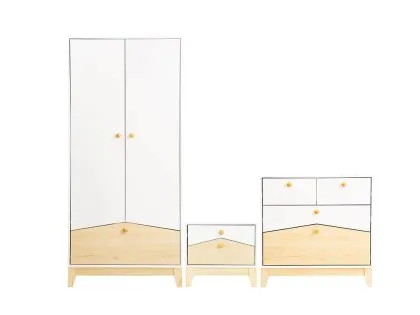 Seconique Cody White and Pine 3 Piece Bedroom Furniture Package