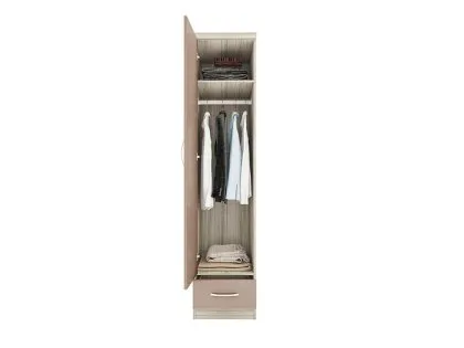 Seconique Nevada Oyster Gloss and Oak 1 Door 1 Drawer Wardrobe