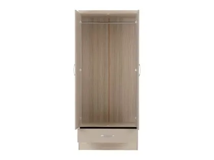 Seconique Nevada Oyster Gloss and Oak 2 Door 1 Drawer Wardrobe