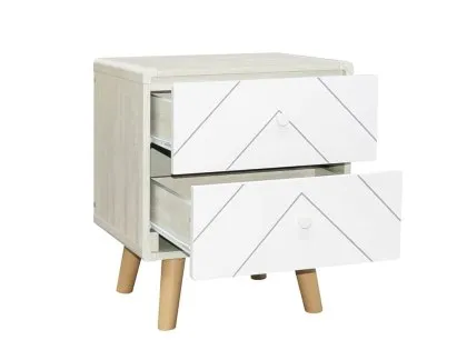 Seconique Dixie Grey and White 2 Drawer Bedside Table