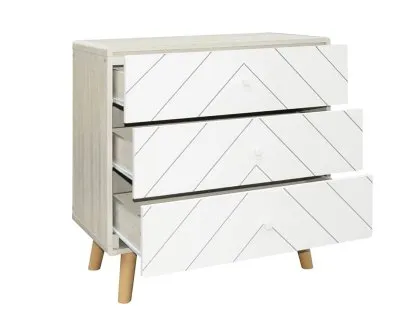 Seconique Dixie Grey and White 3 Drawer Chest of Drawers